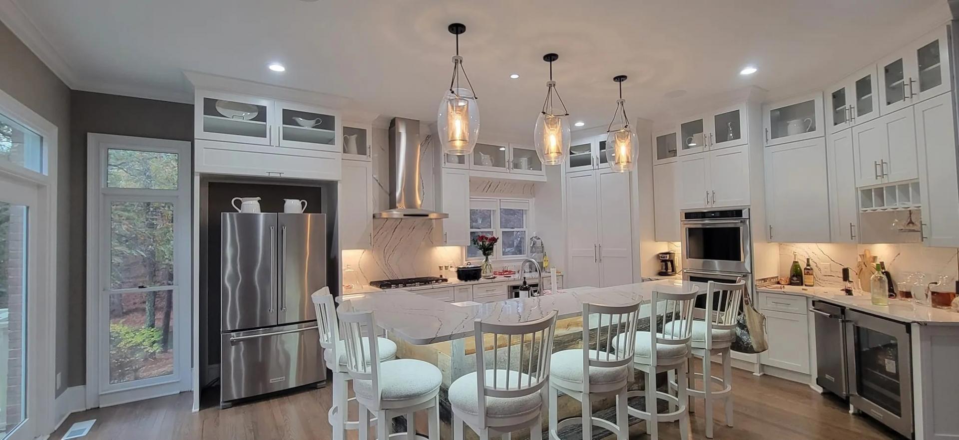 beautiful kitchen with white cabinetry 